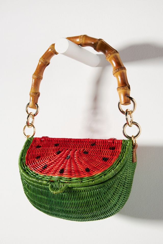 Serpui Fresh Watermelon Wicker Satchel