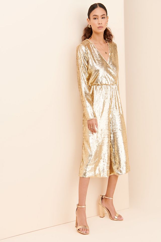 Anthropologie gold sale jumpsuit