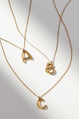 Anthropologie shops Jenny Bird Modernist Monogram S Pendant Necklace Goldtone NWT $90