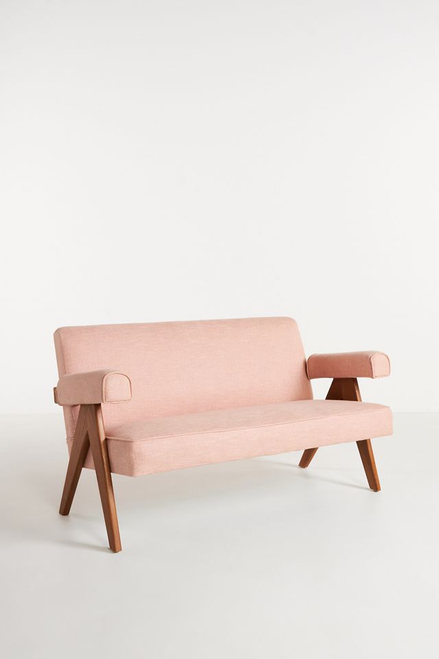 Ashton Linen Upholstered Teak Settee #2