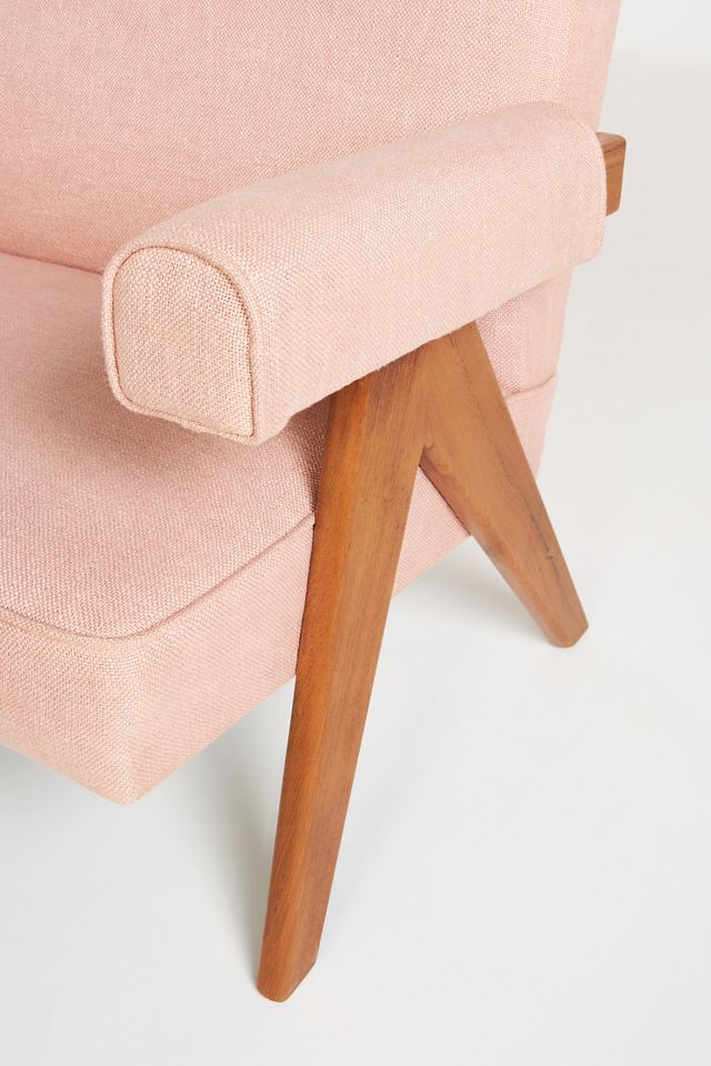 Ashton Linen Upholstered Teak Settee #5