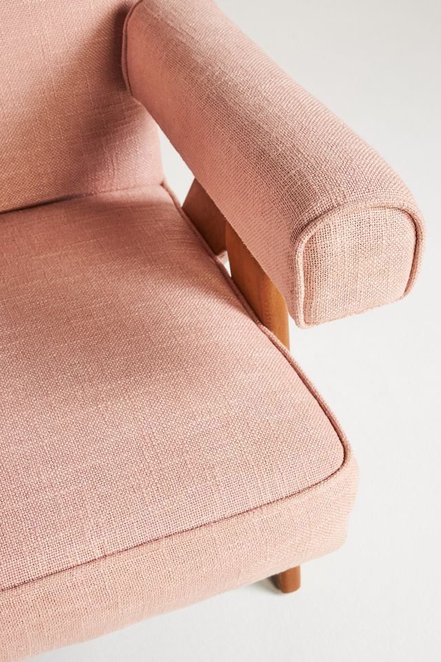 Ashton Linen Upholstered Teak Settee #6