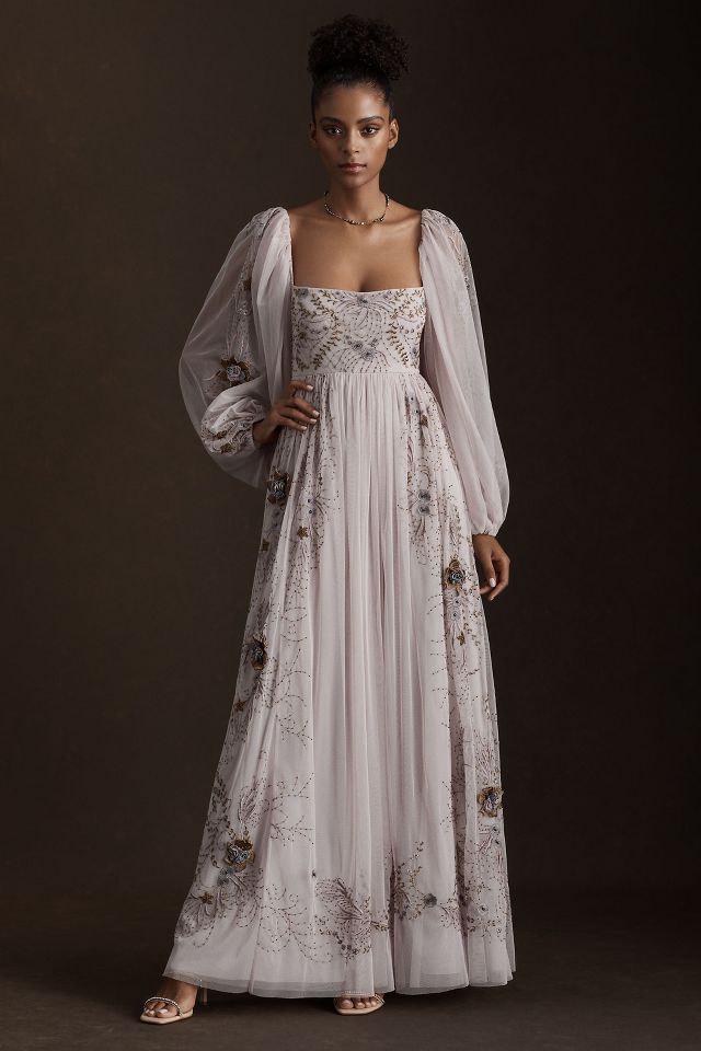 BHLDN Stargazer Valetta Empire-Waist Puff-Sleeve Backless Gown | Anthropologie