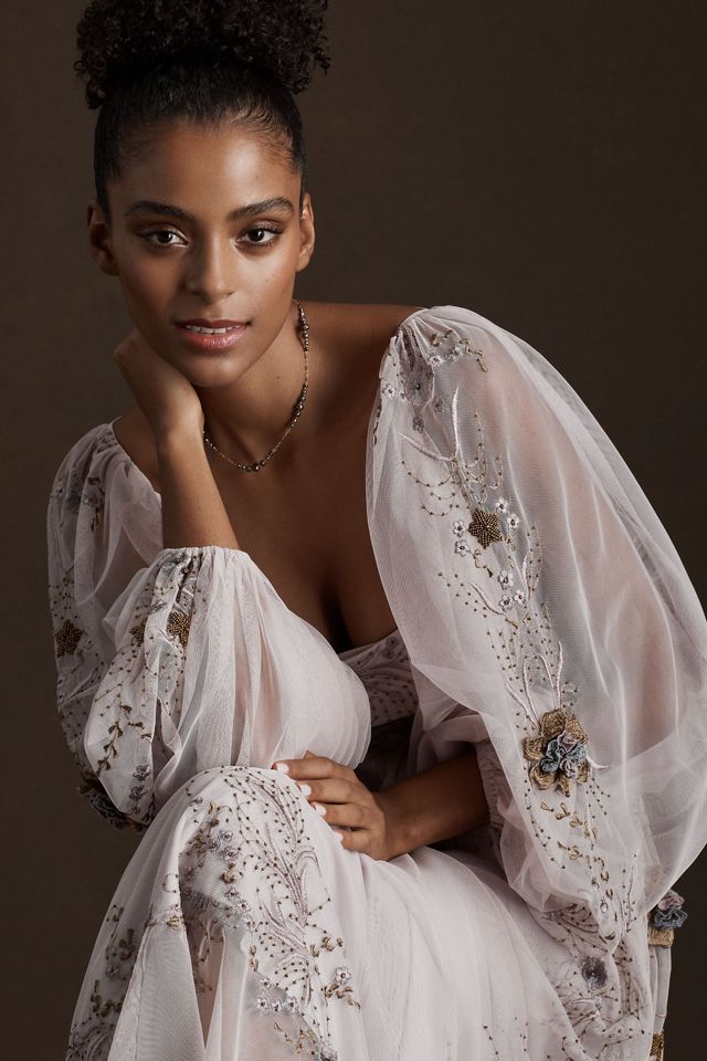 BHLDN Stargazer Valetta Empire-Waist Puff-Sleeve Backless Gown #1