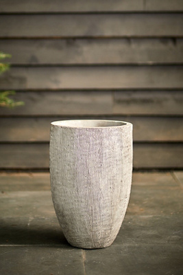 Fiber Concrete Textured Tall Planter, 14" - Thumbnail 2