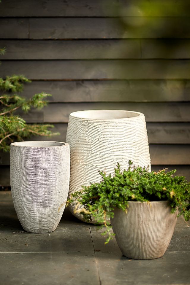 Fiber Concrete Textured Tall Planter, 14" #1