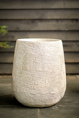 Terrain Fiber Concrete Textured Tall Planter, 22"