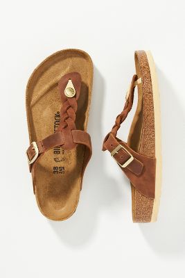 Shop Birkenstock Gizeh Braided Sandals In Brown