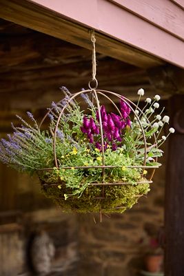 Sphere Rust Patina Hanging Basket