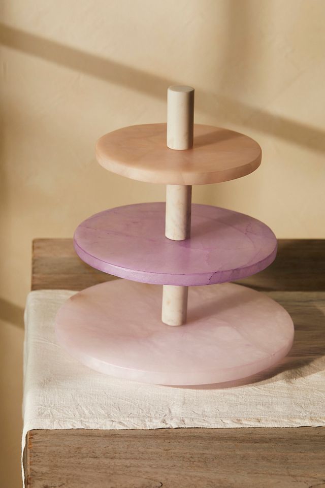 Dyed Alabaster 3-Tier Serving Stand, Violet #1
