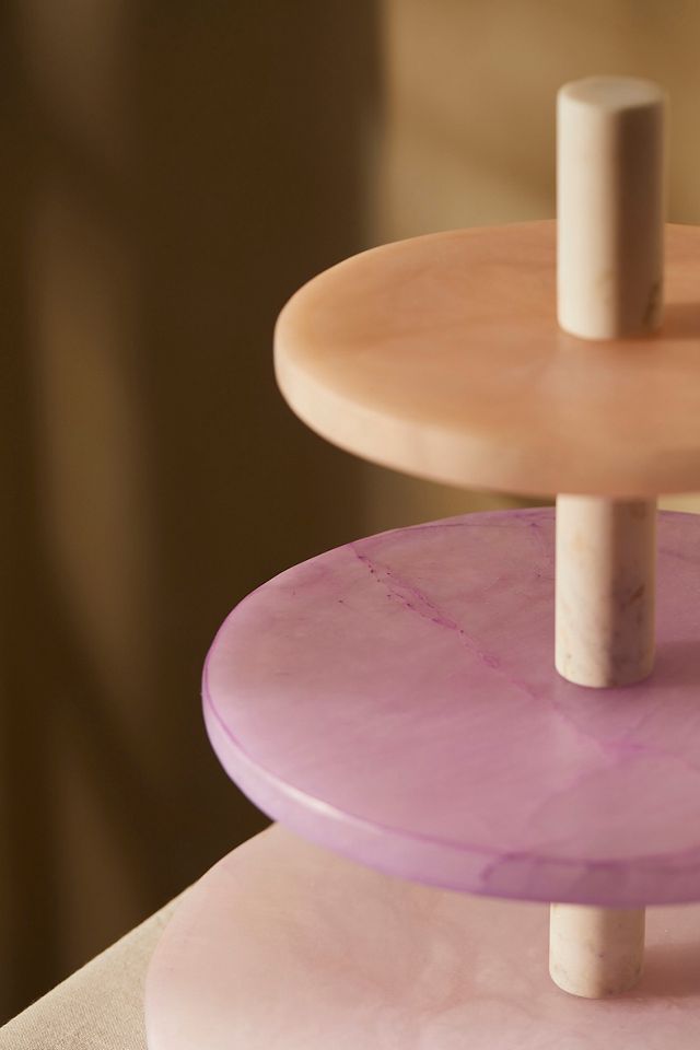 Dyed Alabaster 3-Tier Serving Stand, Violet #2