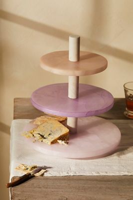 Dyed Alabaster 3-Tier Serving Stand, Violet
