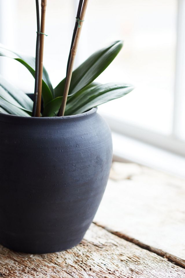 Charcoal Ceramic Rounded Planter #2