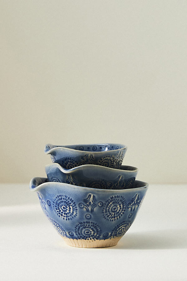 Anthropologie Old Havana Measuring Cups, Set Of 3 By  In Blue Size Meas Cups