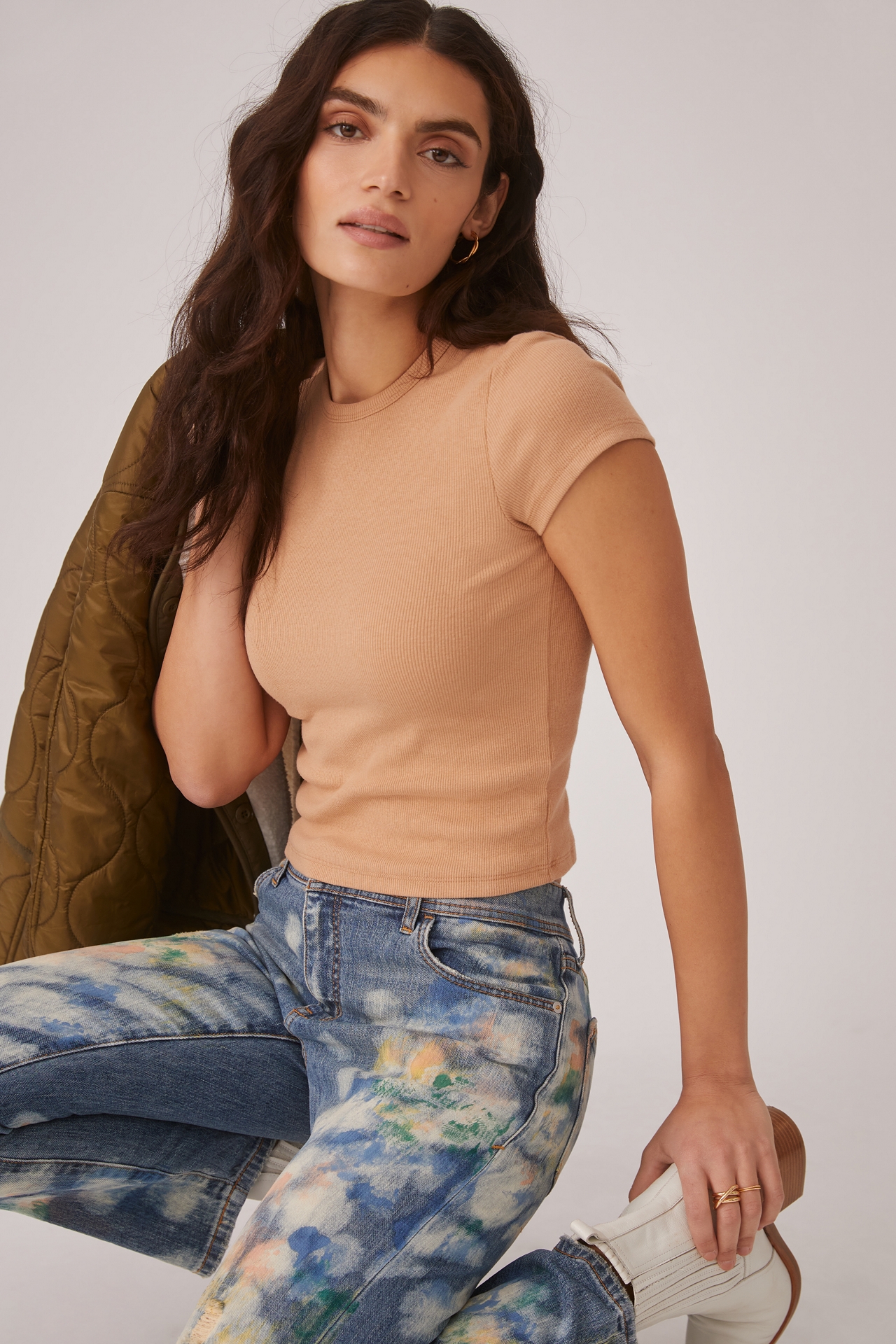 The Blair Stretch Cotton Short-Sleeve Baby Tee by Maeve: Cropped Edition