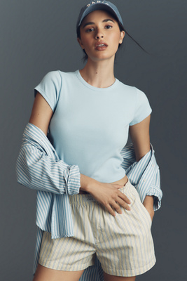 Maeve The Blair Stretch Cotton Short-sleeve Baby Tee By : Cropped Edition