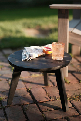 Terrain Three Leg Teak Side Table In Black