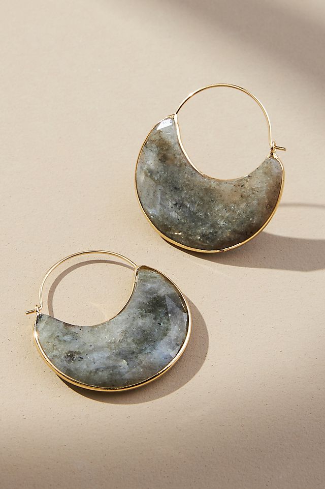 Crescent Stone Hoop Earrings | Anthropologie