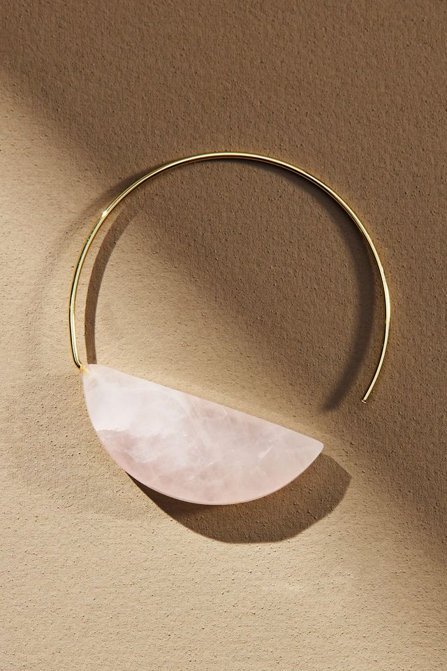 Cresent Stone Hoop Earrings #1
