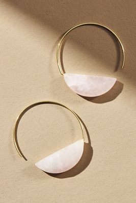 Cresent Stone Hoop Earrings