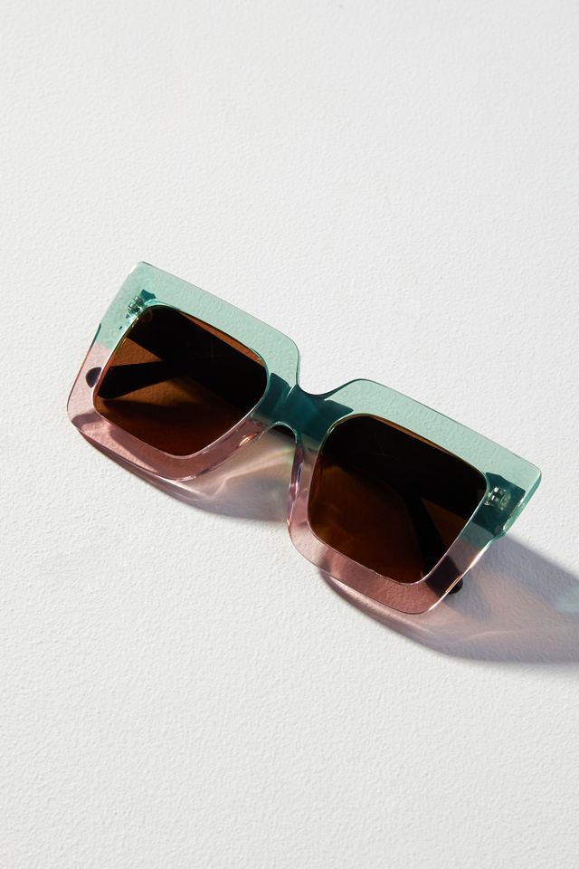 Elite Eyewear Colorblocked Square CatEye Sunglasses Anthropologie