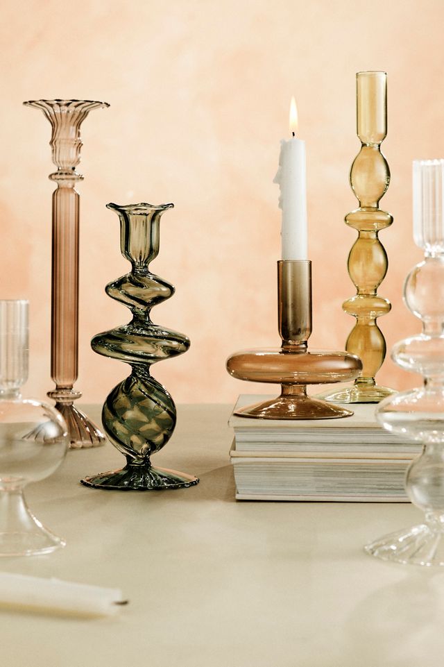 Shaped Glass Candlestick #1