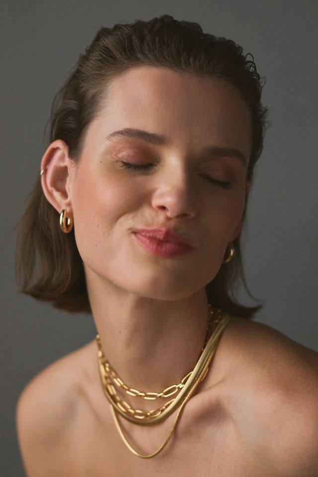 14k Gold Rounded Paperclip Chain Necklace #4