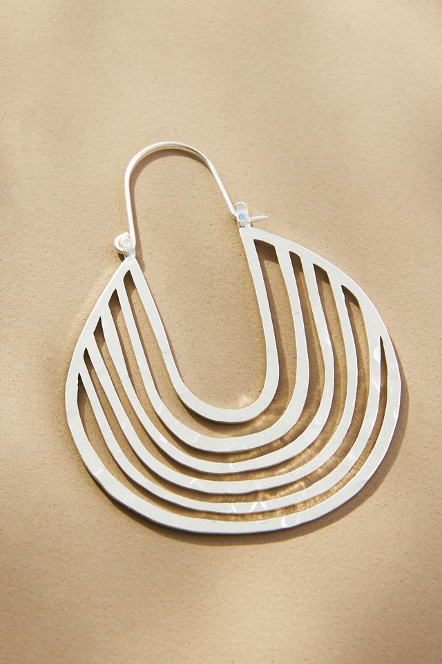 Hammered Curved Hoop Earrings #1
