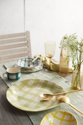 Gingham Serving Platter, Round
