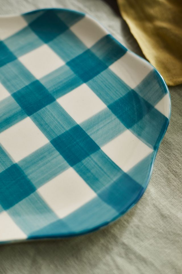 Gingham Dinner Plate, Scalloped #4