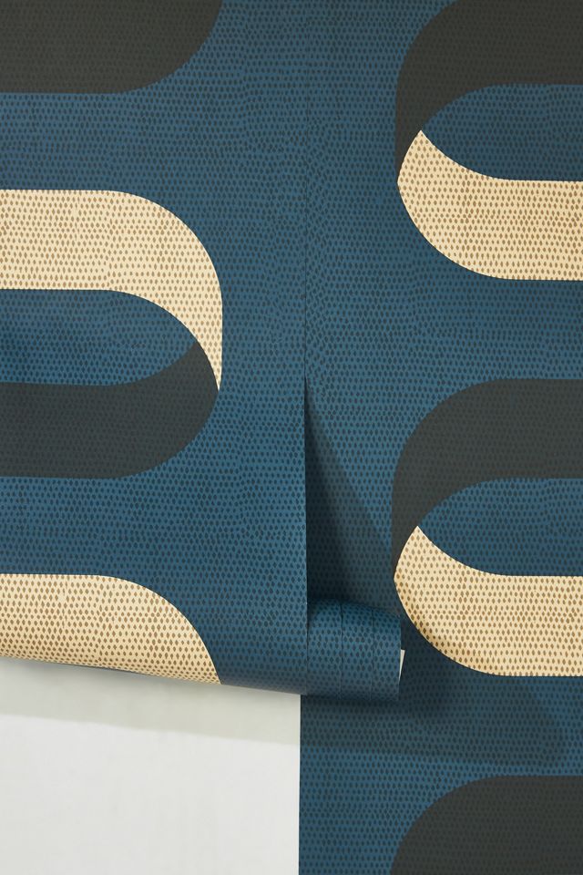 Mitchell Black Folding Ribbon Geometric Wallpaper #2