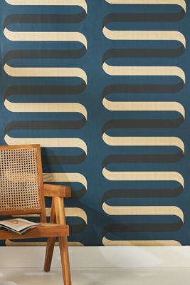 Mitchell Black Folding Ribbon Geometric Wallpaper