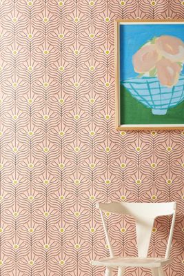 Mitchell Black Moroccan Peacock Powder Ash Geometric Wallpaper