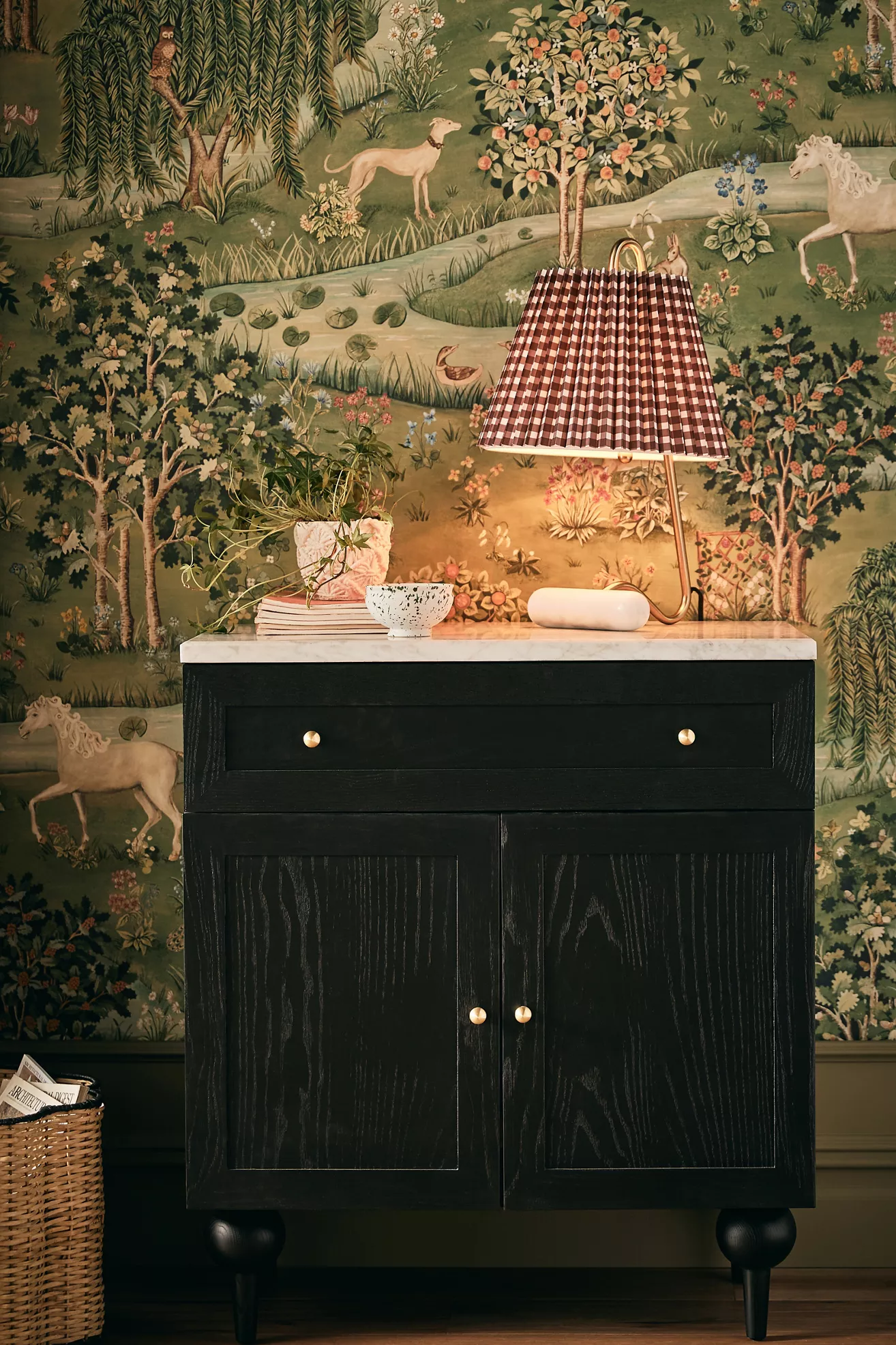 Morris & Co Owl & Willow Animals Bayleaf Orange Wallpaper - thumbnail 4