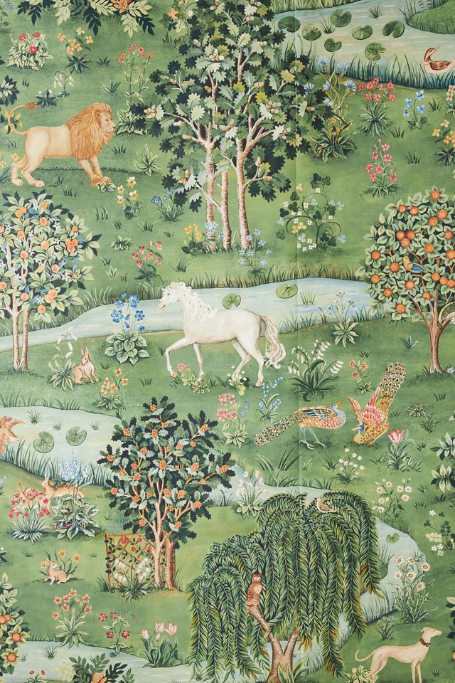 Morris & Co Owl & Willow Animals Bayleaf Orange Wallpaper #1