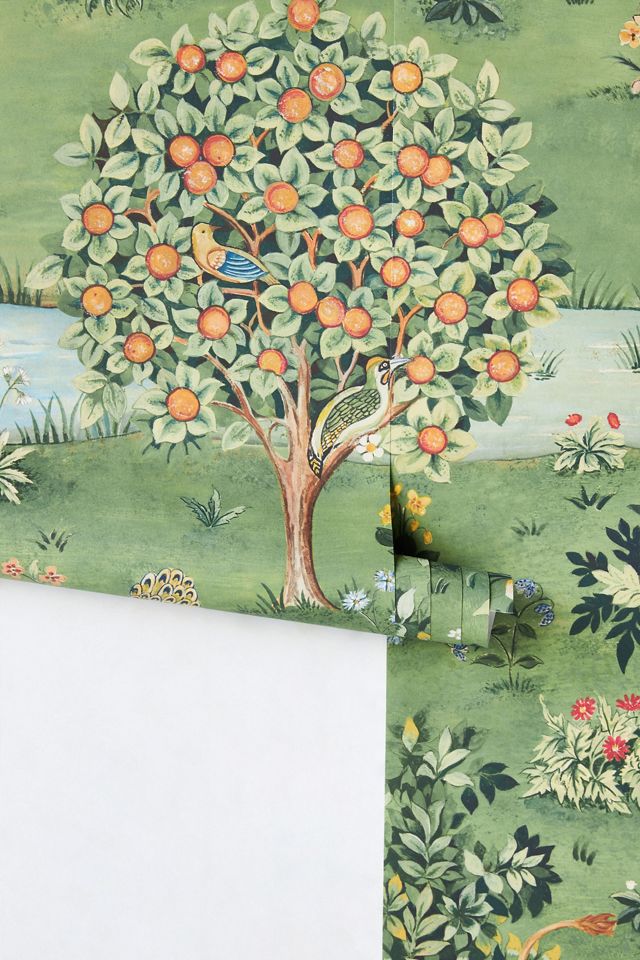 Morris & Co Owl & Willow Animals Bayleaf Orange Wallpaper #2