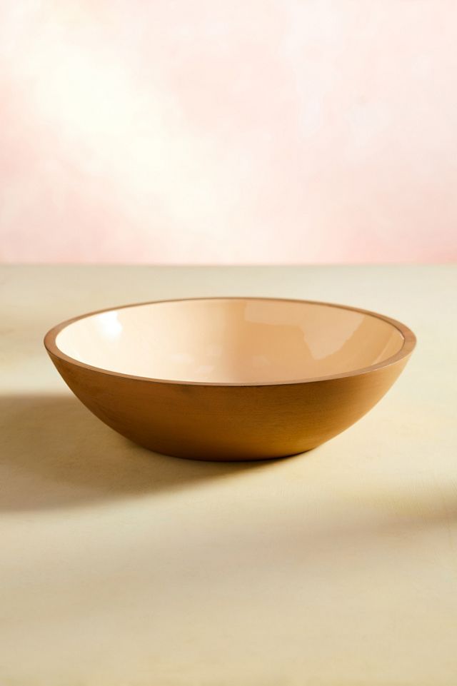 Color Drop Wood + Enamel Serving Bowl, Neutral #1