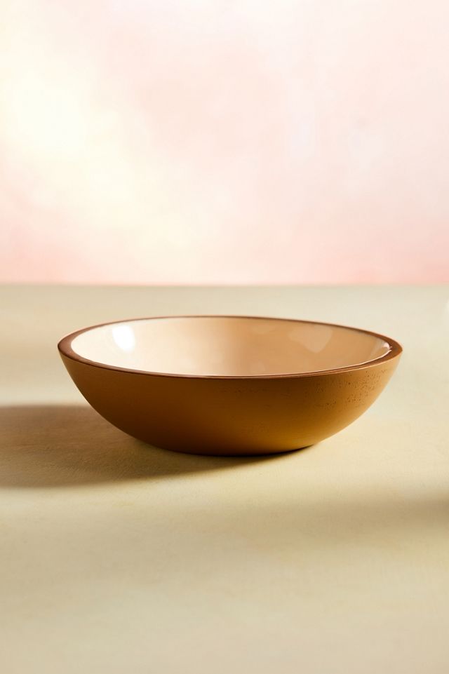 Color Drop Wood + Enamel Serving Bowl, Neutral #2