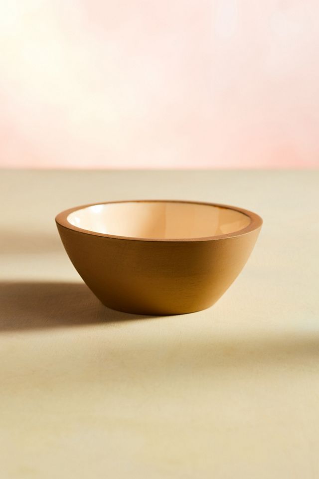 Color Drop Wood + Enamel Serving Bowl, Neutral #3