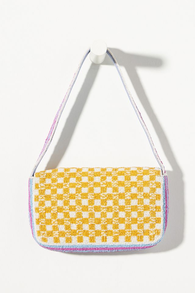 Beaded Checker Shoulder Bag #1
