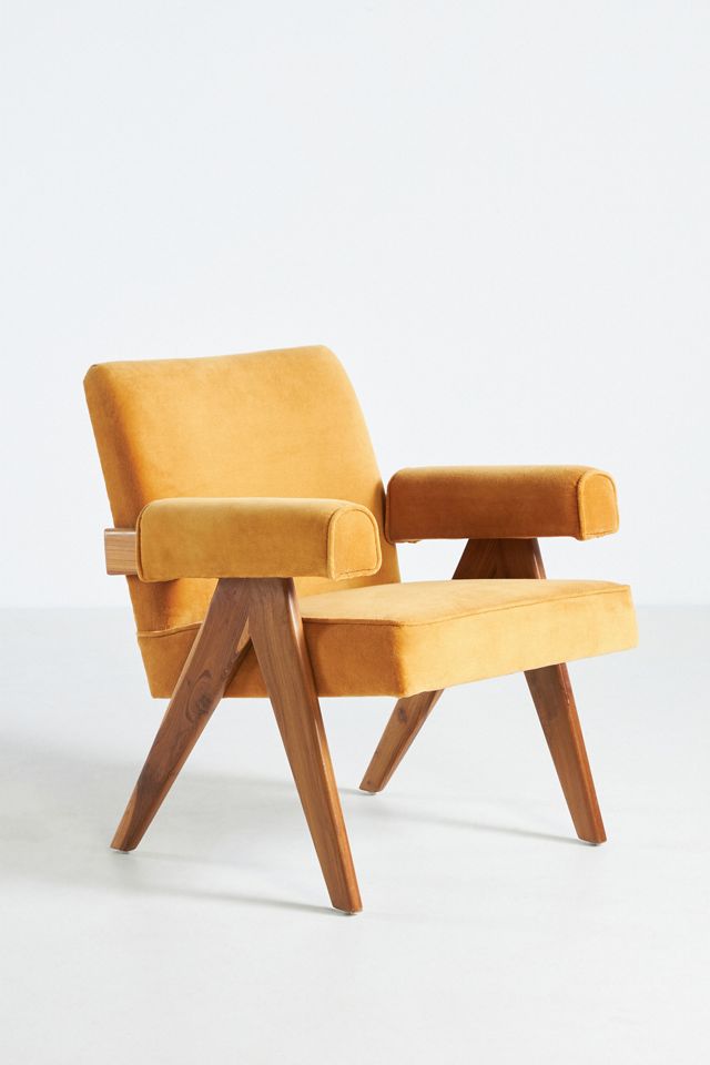 Velvet Ashton Upholstered Teak Accent Chair #1