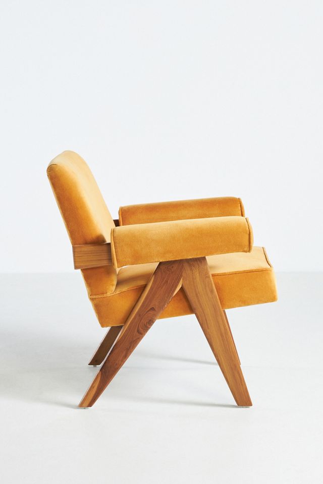 Velvet Ashton Upholstered Teak Accent Chair #3