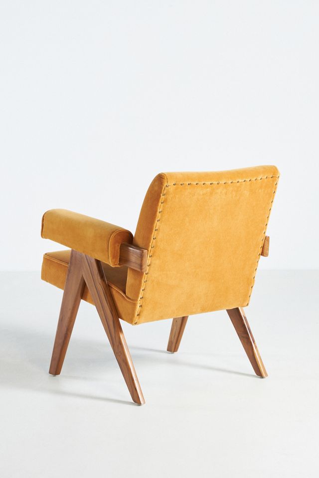 Velvet Ashton Upholstered Teak Accent Chair #4