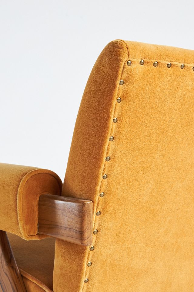 Velvet Ashton Upholstered Teak Accent Chair #5