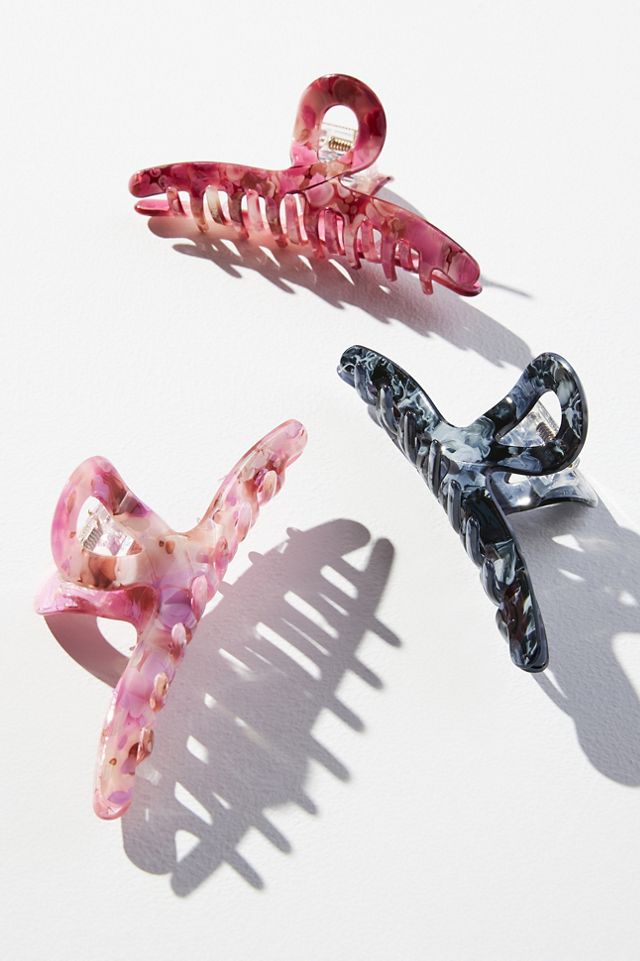 Marbled Looped Claw Hair Clip Set Anthropologie