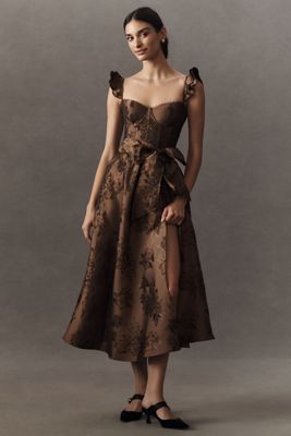 BHLDN Mia Strapless Satin Column Maxi Dress