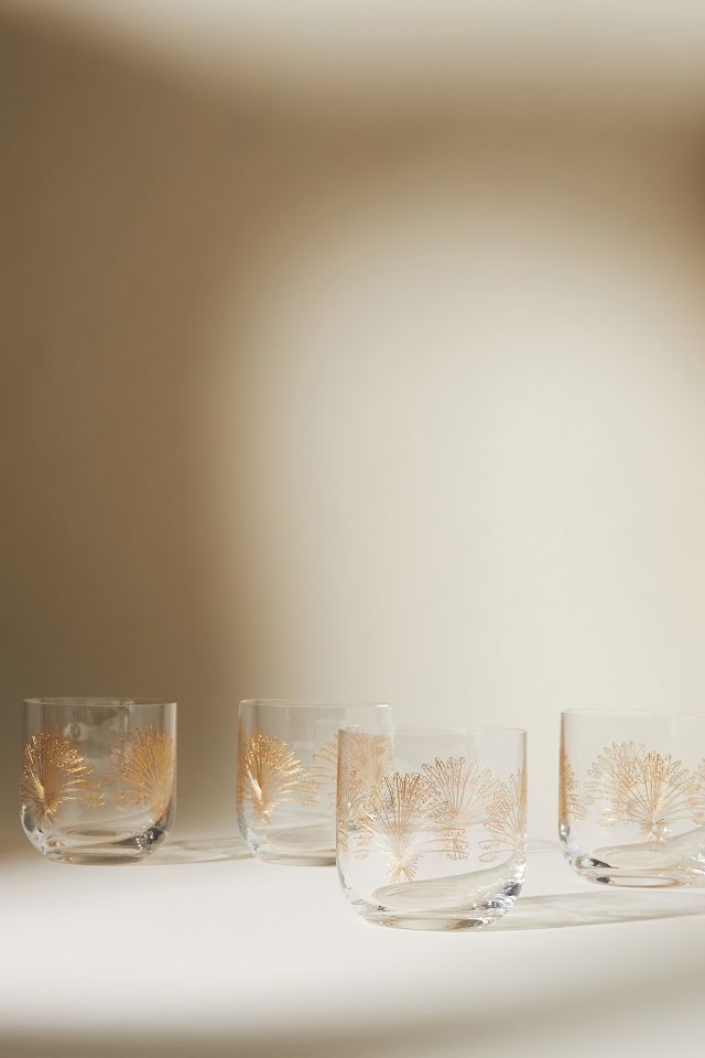 Clear Embossed Stemless Wine Glasses, Set of 4