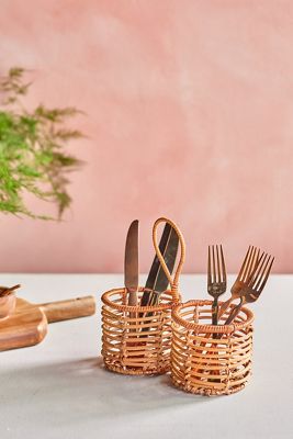 Rattan 2-Drink Caddy