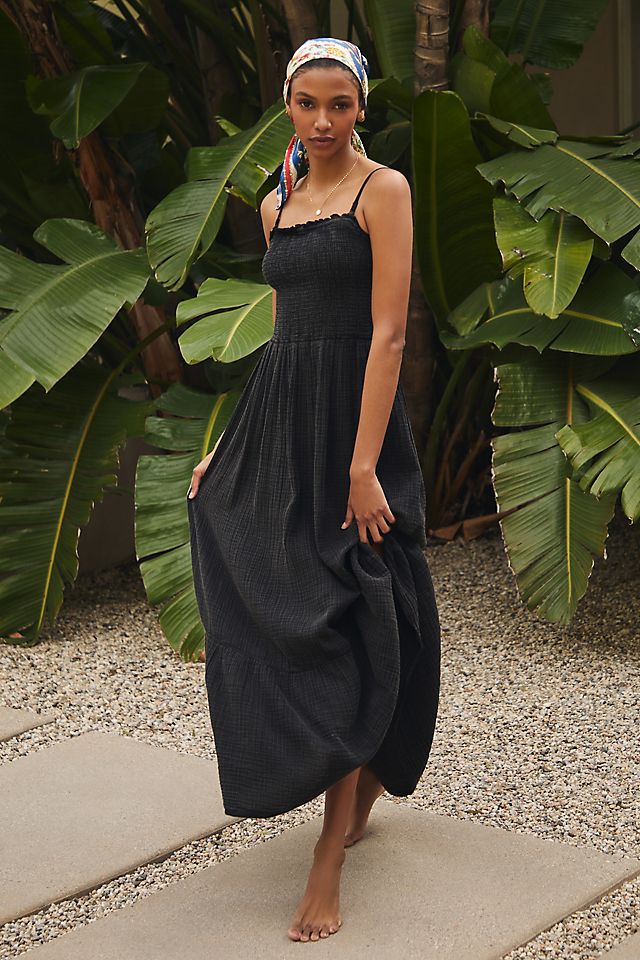 gauze maxi dress Bishop + Young flowy summer style Marisol Smocked Gauze Maxi Dress