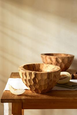 Dimpled Reclaimed Wood Serving Bowl | AnthroLiving